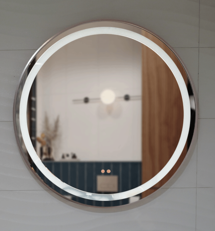 ESPEJO REDONDO LED 80CM MARCO ORO ROSA